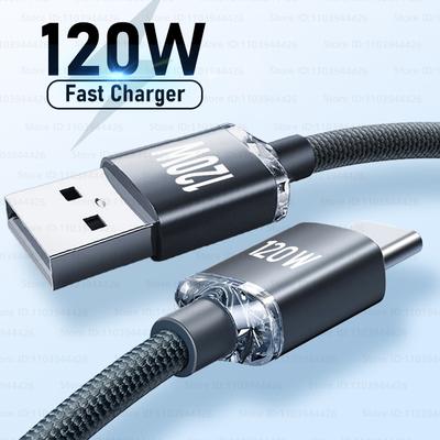 120 Вт 6A PD USB-Type C кабель для быстрой зарядки для Samsung Xiaomi Oneplus POCO OPPO Redmi Phone шнур для быстрой зарядки данных USB C кабель