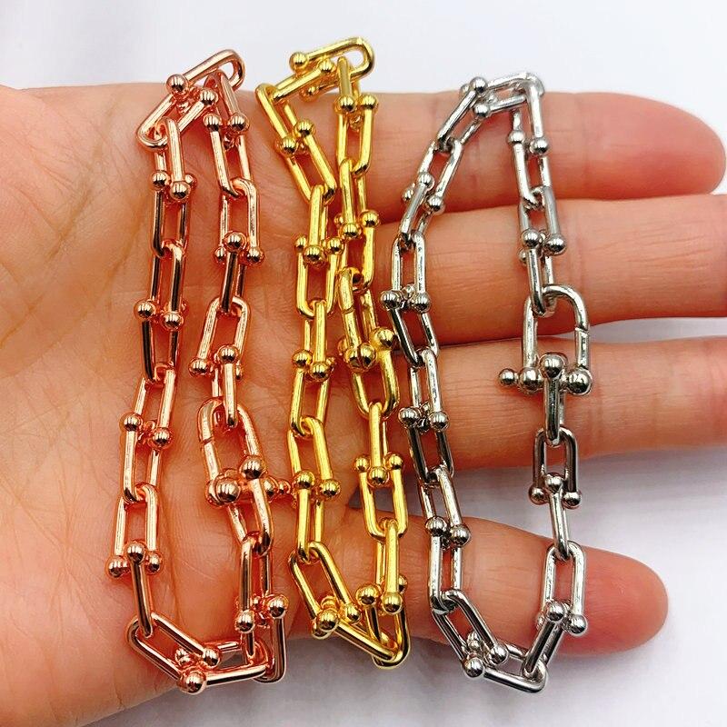 S925 Sterling Silver High Quality Thin U-Shape Trendy Bracelet Women Logo Genuine Jewelry Valentine Gift