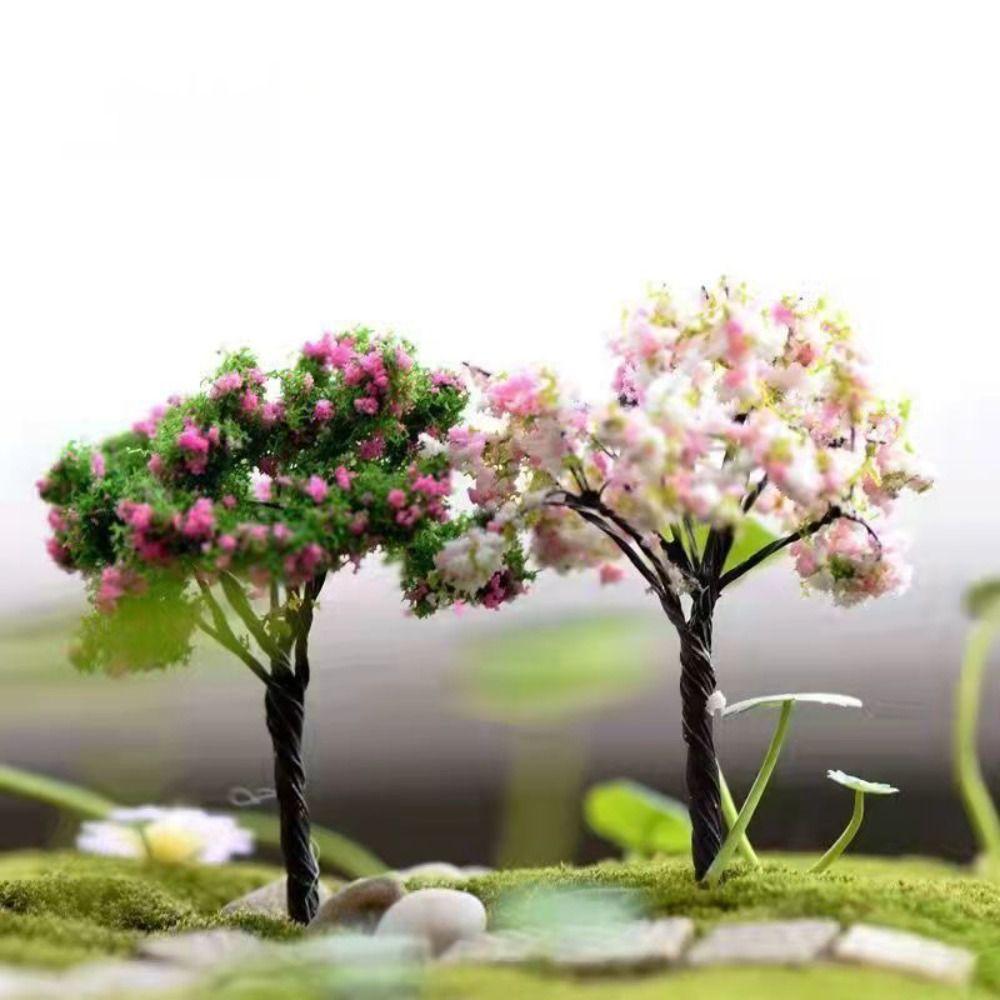 Plastic Simulation Trees Landscape Rural Style Micro Figurines Durable Sakura Miniatures  Yard