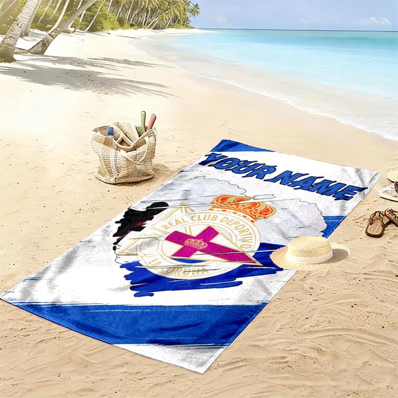 Custom Name Real Club Deportivo Print Beach Towel, Large Soft Quick Dry Towel for Beach Camping Swimming