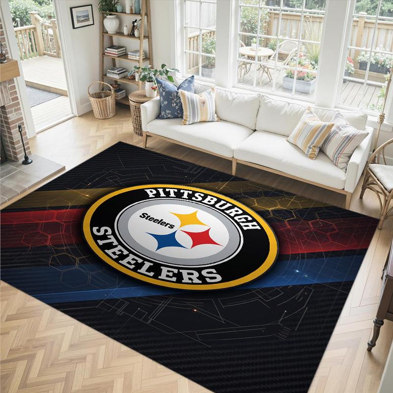 Pittsburgh Steelers Design Crystal Velvet Carpet Cozy Non?Slip Printed Rug For Bedroom Living Room Entrance