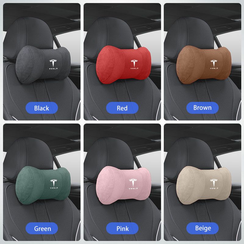 Tesla Exclusive Car Suede Seat Headrest Memory Cotton Cervical Spine Protection Pillow for Tesla Model 3 Model S X Y Car