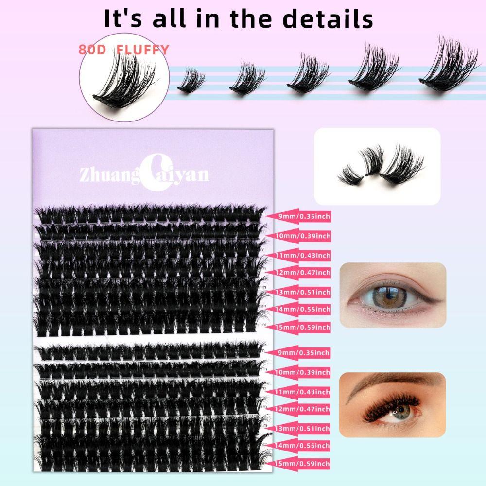 30P/60P/80P/100P Fluffy False Eyelashes Segmented Eyelashes Bundles  Grafting Lashes