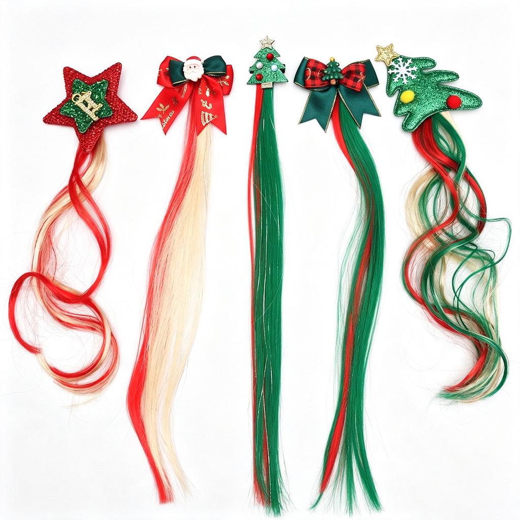 Christmas Hair Clips for Girls, Braid Hair Accessories Set, Star Bow Butterfly Gold Wire Hair Clips, Festive Holiday Hair Decor