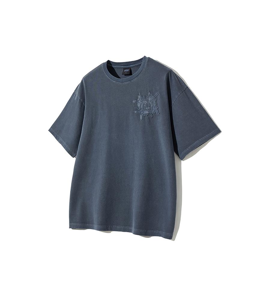 GAKKAI UNIONS Футболка с коротким рукавом Applique с пигментным принтом 'Crumble' Цвет: Dive Blue