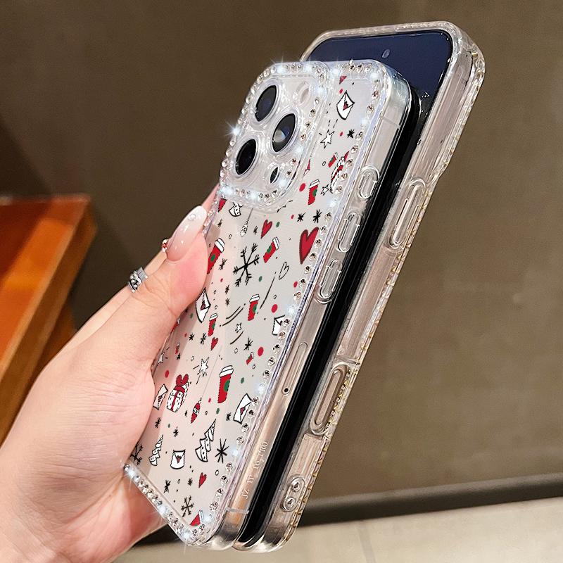 Чехол для iPhone 16 Pro Max с ромбовидным узором в виде рождественской елки для iPhone 17 Aiir 15 14 13 16 17 16e Funda iPhone17 Pro Max