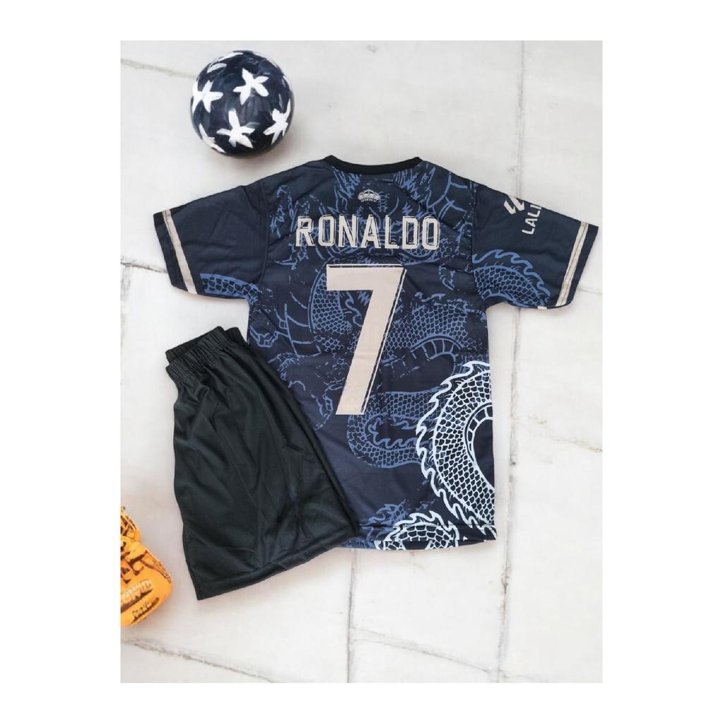 C. Ronaldo Special Design Dragon Pattern Kids Football Jersey And Shorts