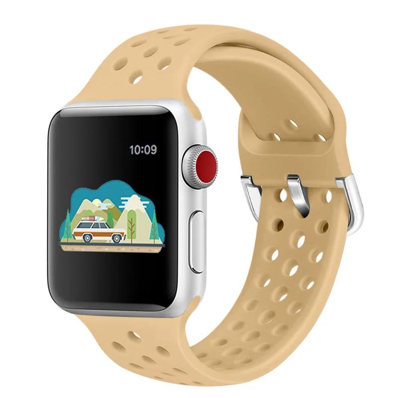 Силиконовый ремешок для Apple Watch Band 45мм 44мм 41мм 42мм 46мм Ultra 2 49мм Спортивный дышащий ремень iWatch 10 9 8 7 6 5 4 SE Correa