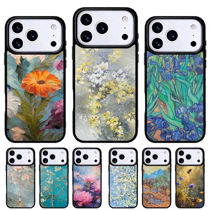 Масляная живопись Бохо Цветочный Арт Чехол для Телефона для iPhone 17 Air 16e 15 14 13 Pro Max Задняя Крышка для 12 11 Pro Coque
