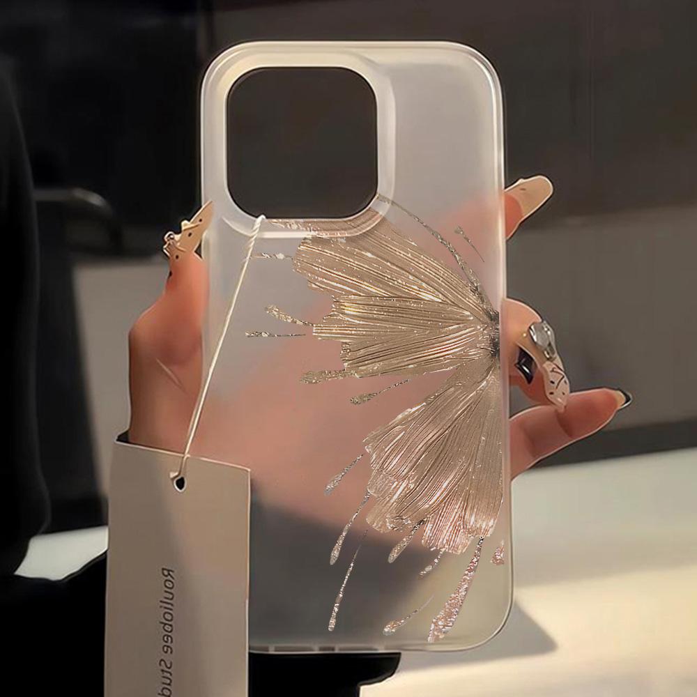 Gold Butterfly Soft TPU Case For iPhone 13 11 12 14 15 16 Pro Max Funda iPhone 12 13 Mini 16 Plus Translucent Clear Phone Cover