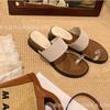Sheepskin Thick-soled Holiday Style with Skirt, Simple Set of Toe Slippers, Women's Summer Versatile Soft Bottom, Comfortable Outside, Cool Slippers