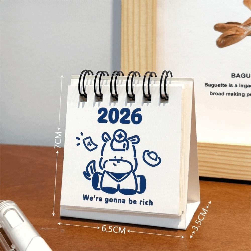 Mini 2026 Desk Calendar Portable Cartoon Monthly Planner Calendar Plan Book Desktop Ornaments