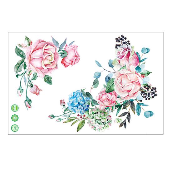 Watercolor Flower Toilet Sticker Removable Self-adhesive Waterproof PVC Bathroom Wall Art Decoration Decal Home Supplies