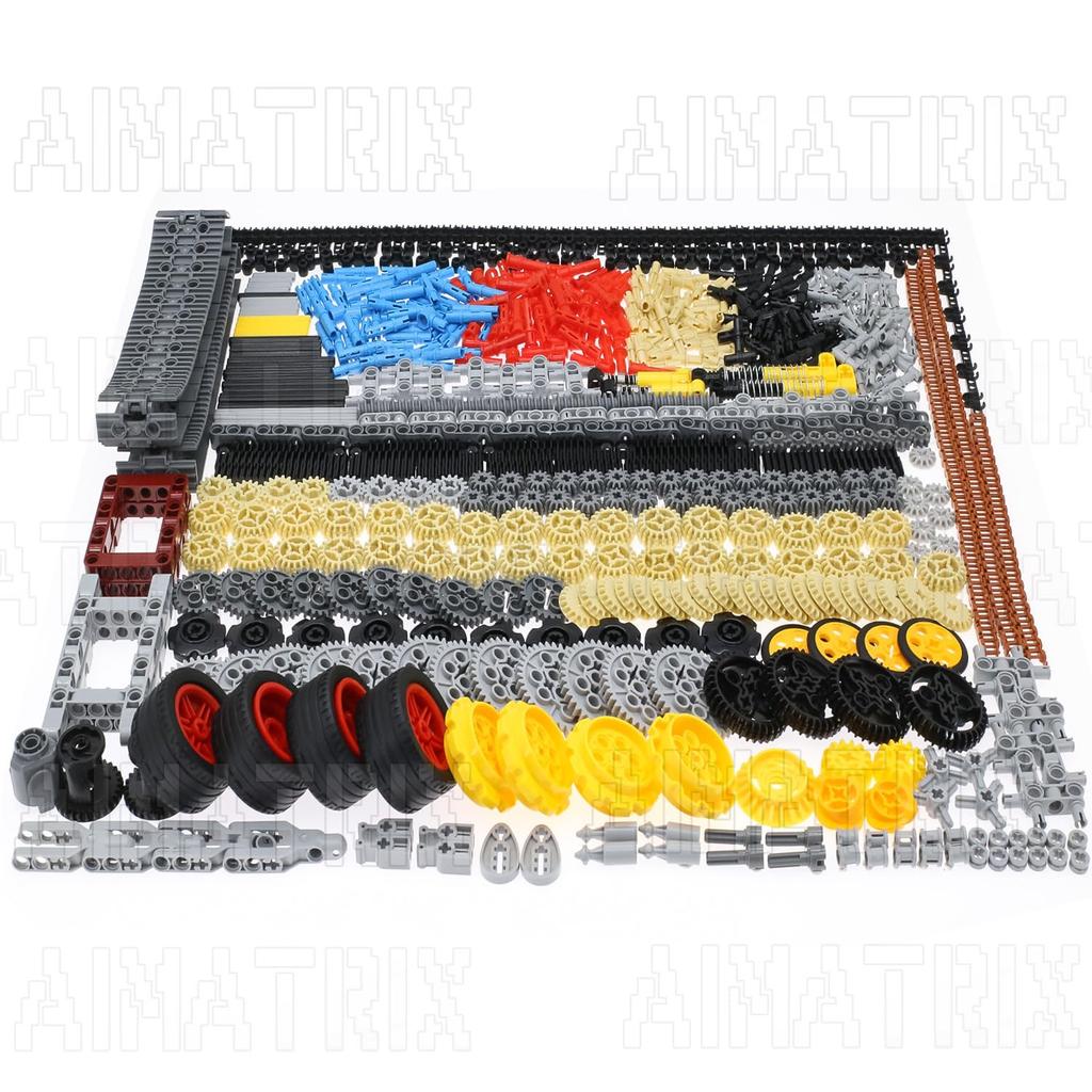 AIMATRIX 852Pcs Technic шестерни и оси совместимы с основными конструкторами бренда Technic, Car Trucks - Geared Tires - Pins - Shock