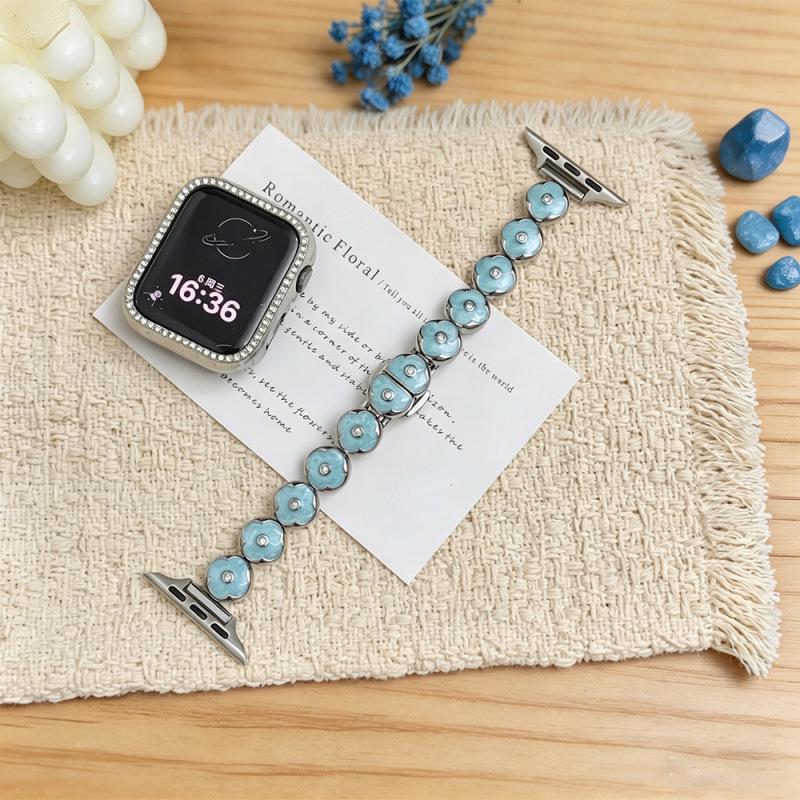 Совместимые ремешки для Apple S11, iWatch 109876SE, Huawei GT6, Xiaomi 9PRO - Капля клея Круглый боб, Дизайн с маленькими цветами