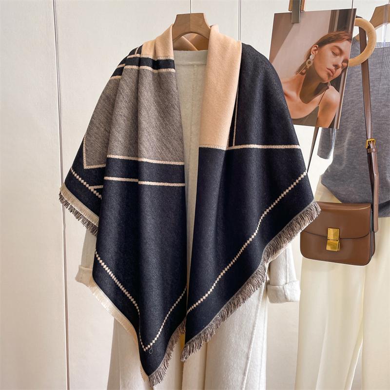 Winter Warm Cashmere Scarf for Women Plaid Print Pashmina Blanket Thick Shawl Wrap Neckerchief Fashion Bufanda Echarpe Poncho