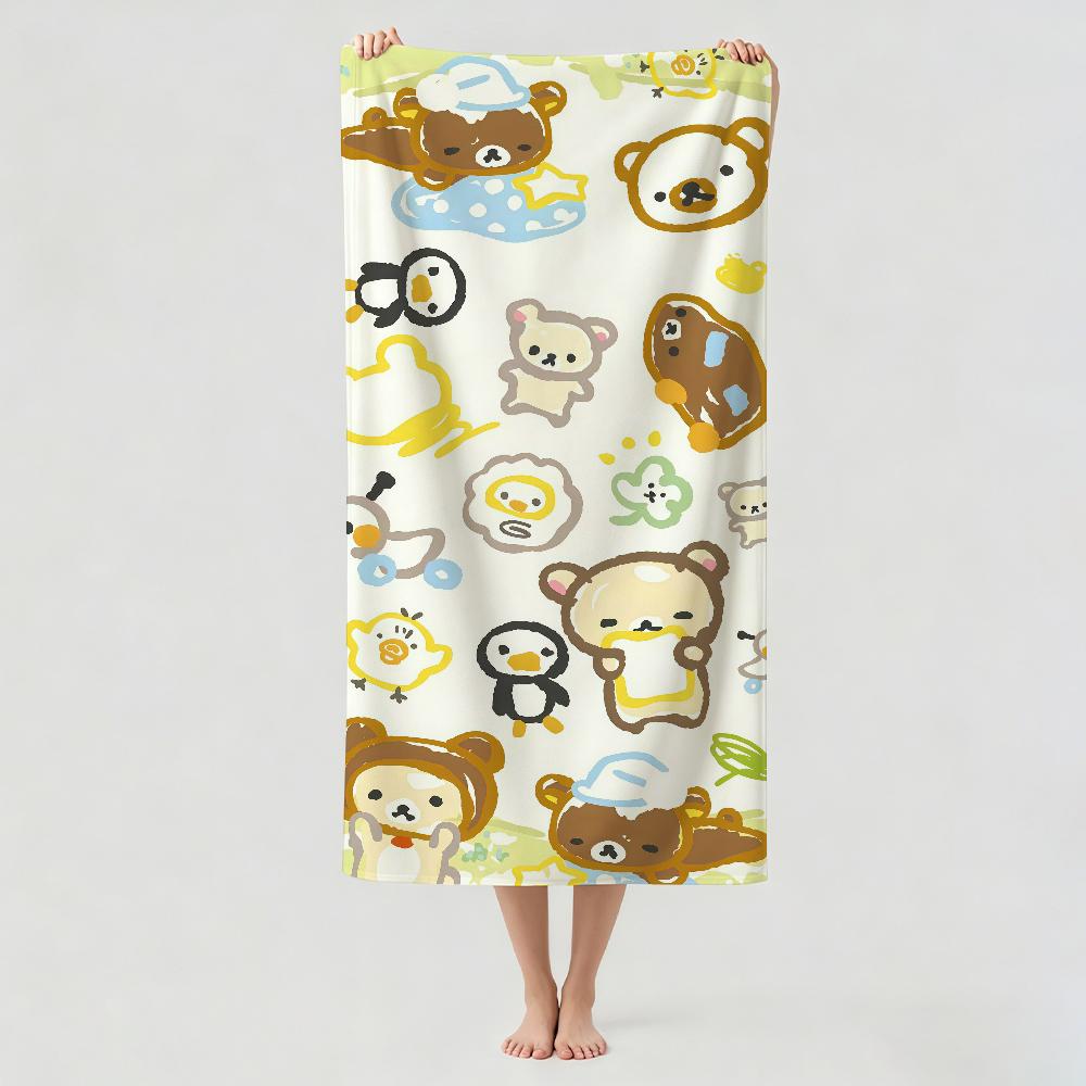 Мультяшное милое полотенце R-Rilakkuma для сушки, банное полотенце, подходит для легкого плавания, кемпинга, йоги, пляжа, прогулок