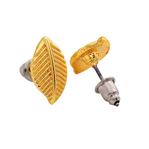 Серьги-гвоздики Gehena by Estele из металлического сплава золотистого цвета с листьями вишни для девочек и женщин