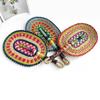 Vintage Seagrass Woven Fan Colorful Striped Patterns Summer Cooling Fan Photo Prop