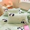 Cute Animal Panda Duvet Cover 3pcs Cotton Cartoon Black White Chinese Panda Bedding Set Soft Reversible Stripe Comforter Cover