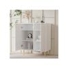 Buffet - MUVOE - 2 portes - Motif floral - Laqué - 75L x 40P x 90H cm - Blanc
