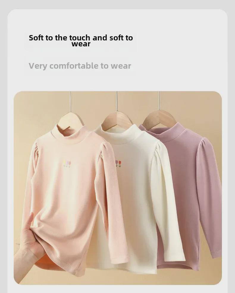 Girls' Thermal Turtleneck Fleece Shirt for Autumn & Winter - New Design