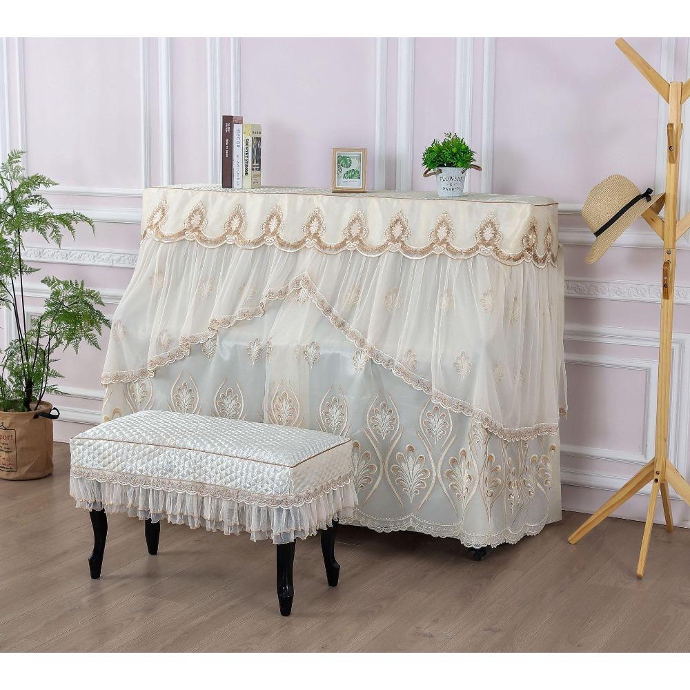 Beautiful and Dustproof Piano Cover for Household Use Small Fresh Lace Fabric Cover Playing The Piano At Home Without Taking It