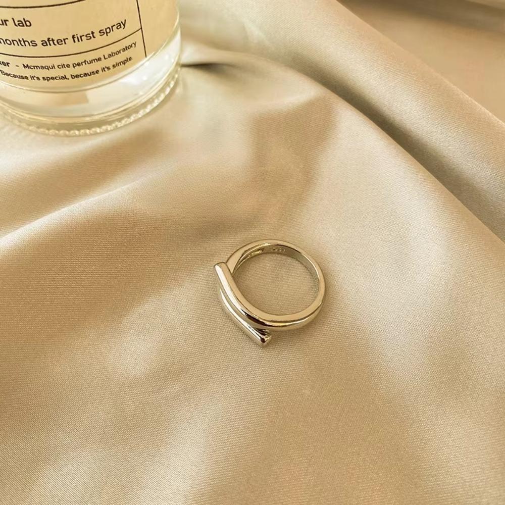 Gold Color Double Layer Rings Metal Line Geometric Ring Exquisite Couple Rings For Men Women