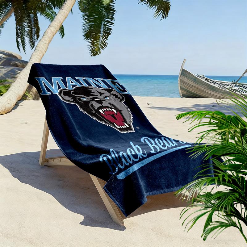 Maine Black Bears Print Beach Towel, Large Soft Quick Dry Towel for Beach Camping Swimming