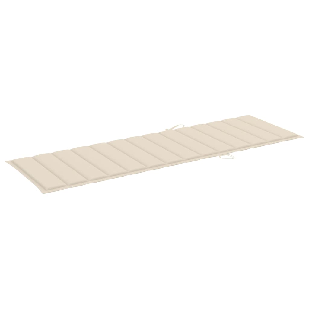 Sun Lounger with Cushion Solid Acacia Wood