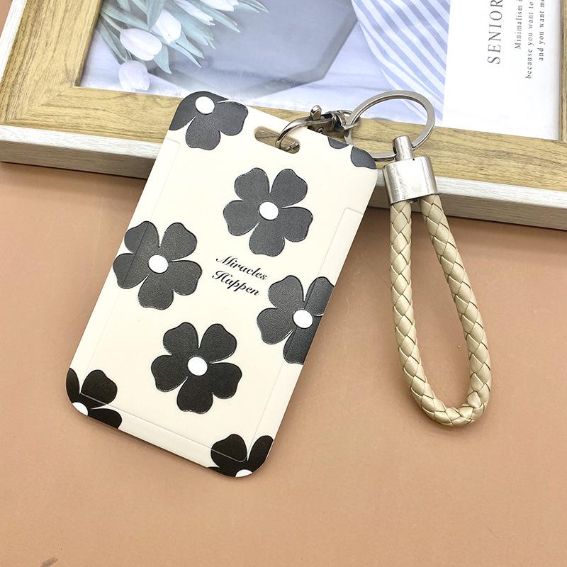 Чехол с мультяшным принтом, идентификационная бирка, чехол для рабочей карты с эластичным ремешком на запястье, держатель для бейджа, чехол для деловой карты доступа