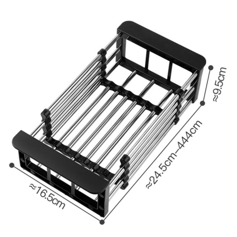 48cm Adjustable Stainless Steel Sink Rack Sink Dish Rack Dish Holder Kitchen Sink Storage Rack Dish Draining Rack Fruits Drainer