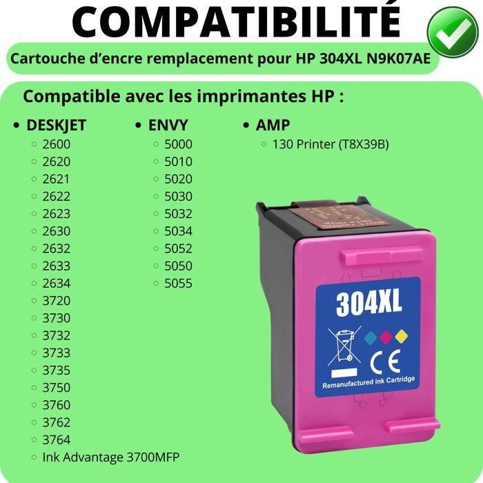 Cartouche d'encre remplacement HP 304XL Couleur compatible DeskJet 2600 2620 2630 3720 3730 3750 3760 Envy 5000 5010 5020 5030 5050
