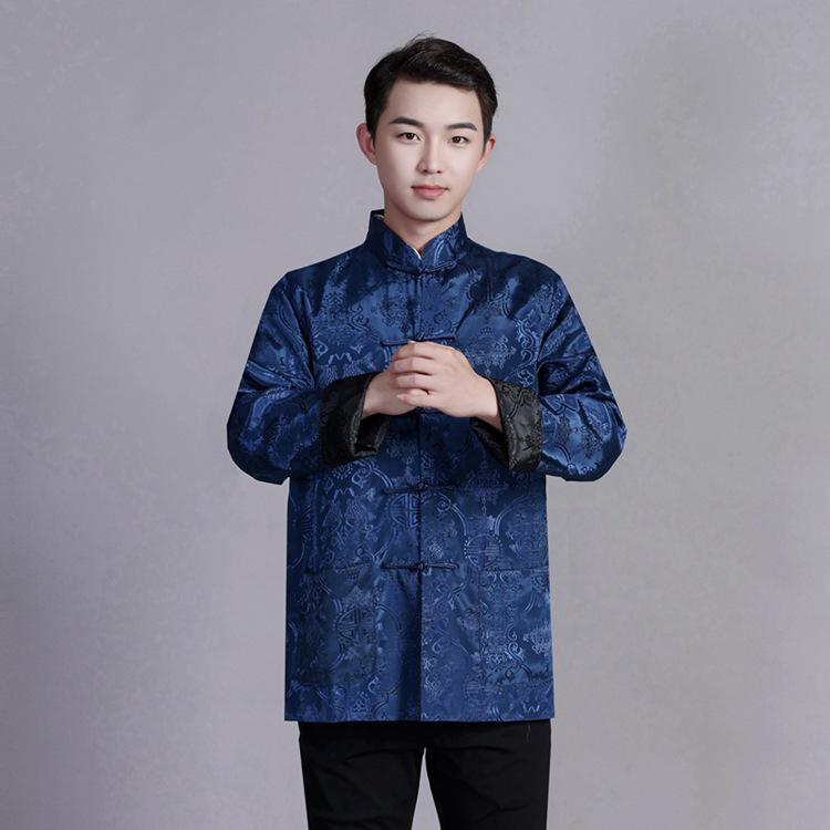 Мужской двусторонний пиджак тан - Ханфу с длинным рукавом для весны и осени