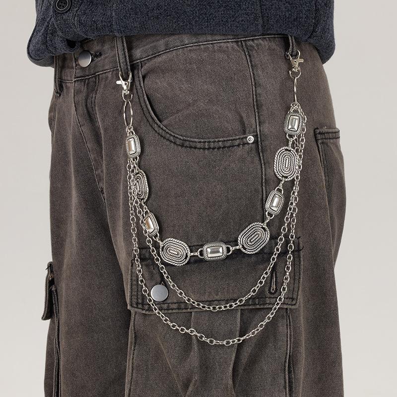 Персонализированный Панк Подвеска Цепочка на Штаны Для Женщин Мужчин Мода Металл Геометрическая Полая Джинсовая Цепочка Аксессуары для Украшения Тела