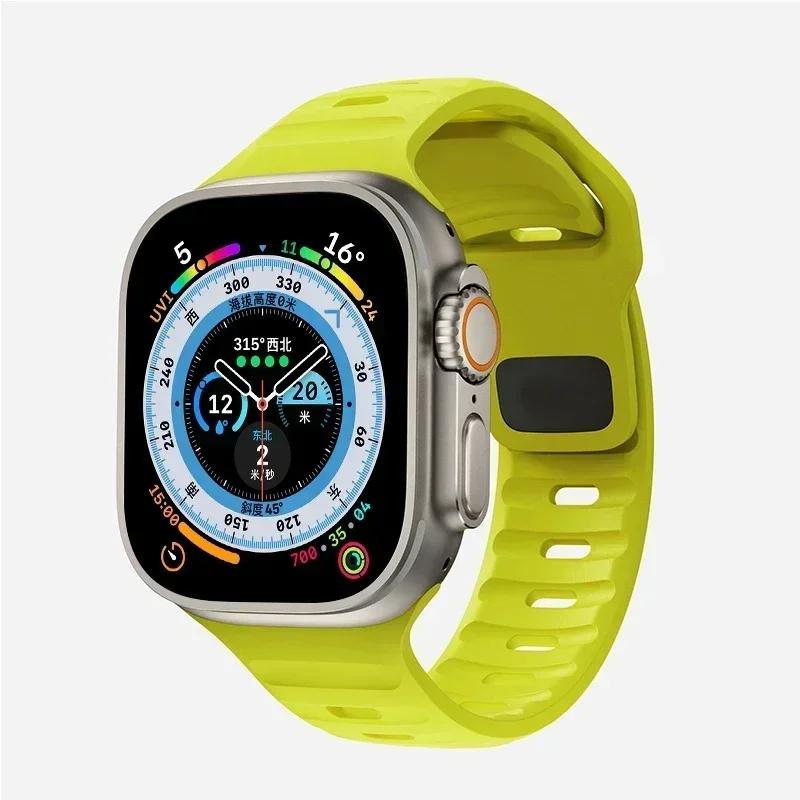 Мягкий силиконовый ремешок для Apple Watch Band Ultra 2, 49 мм, 44 мм, 45 мм, 42 мм, 41 мм, 42 мм, спортивный ремешок для часов iwatch Serise 5, 6, 7, 8, 9, браслет