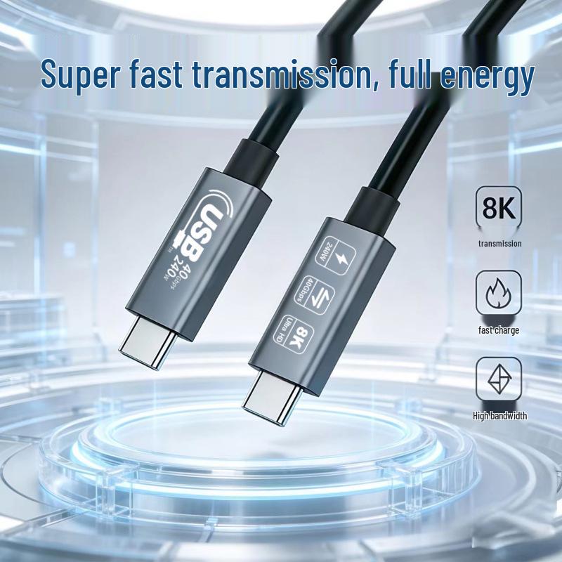 Высокоскоростной двухпортовый кабель USB4 40 Гбит/с Type-C, совместимый с 240 Вт, для компьютеров и мобильных телефонов
