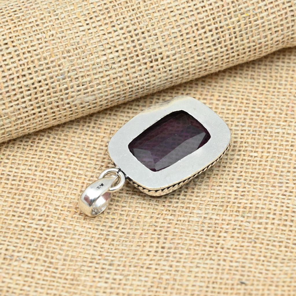Фиолетовый аметист драгоценный камень твердый стерлингового серебра 925 пробы ювелирные изделия ручной работы женский кулон