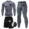 Men's 3-Piece Quick-Dry Compression Sports Set: Short-Sleeve Bodysuit for Running, Basketball, Gym Training.