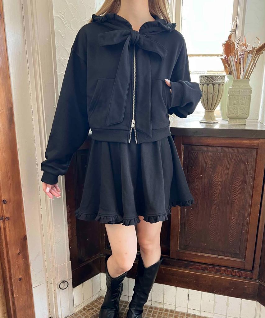 WEGO PHILLY Big Ribbon Size Black Hoodie, Women's, F,