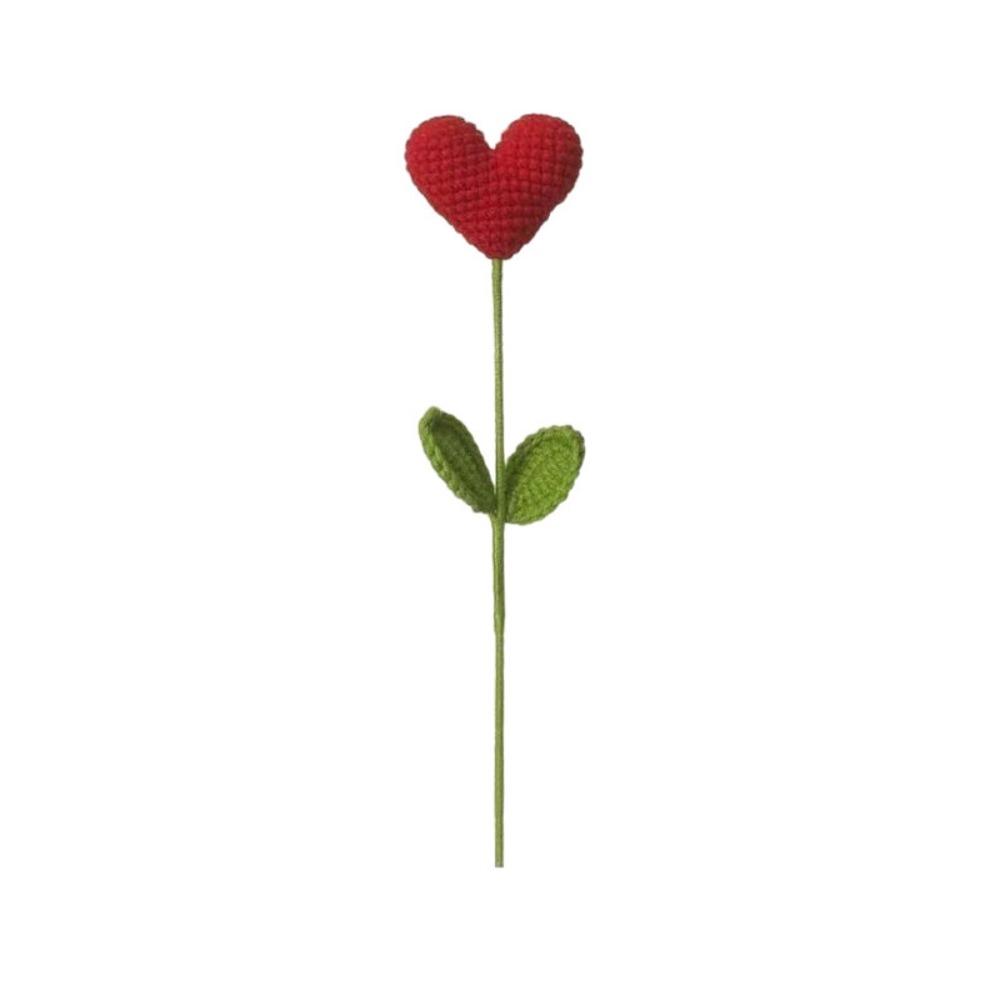 Photography Props Handmade Crochet Heart Bouquet Love DIY Crochet Flower Bouquet Knitting Wool Artificial Flower Gift