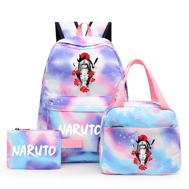 3Pcs/set Anime Naruto Backpack Back To Schoobag with Lunch Bag for Teen Gir Boy Student Bookbag Men Women Leisure Travel Bag