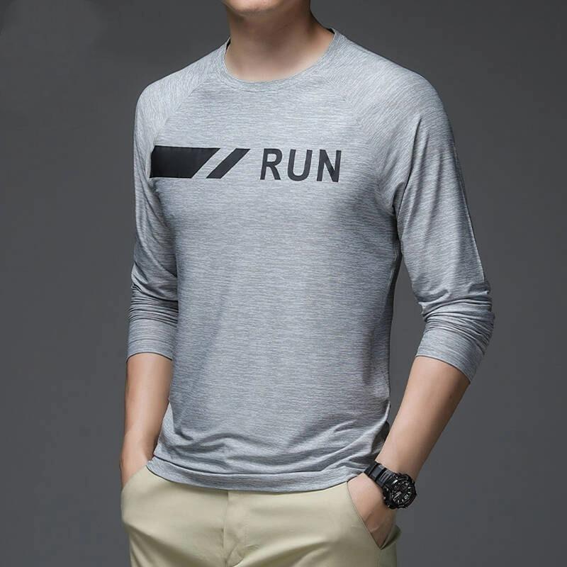 Fashion Gradient Graphic Men's T Shirts Autumn Man Clothes Crew Neck Long Sleeve T-Shirts Tops Men's T-Shirt Outdoor Pullover