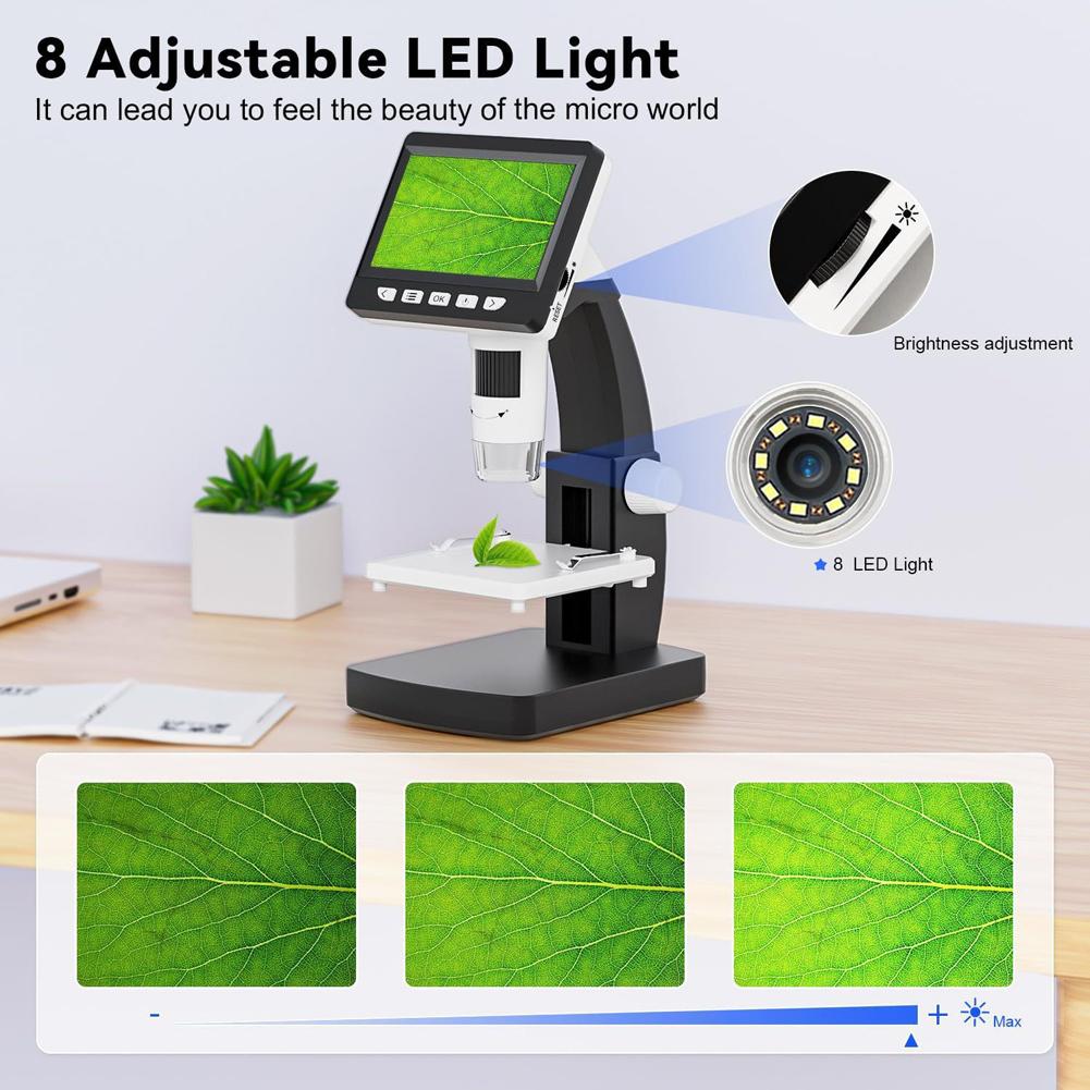Цифровой микроскоп 1000X Электронный микроскоп 2 МП 1080P 4,3-дюймовый экран Цифровой увеличитель Зум-микроскоп для ремонта электроники