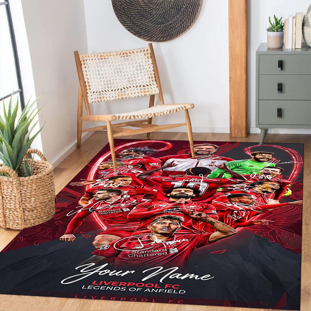 Liverpool Fc Customized Name Area Rug Suitable For Foyer Entryway Decorate Room Outdoor Antislip Carpet Anime Office Decor