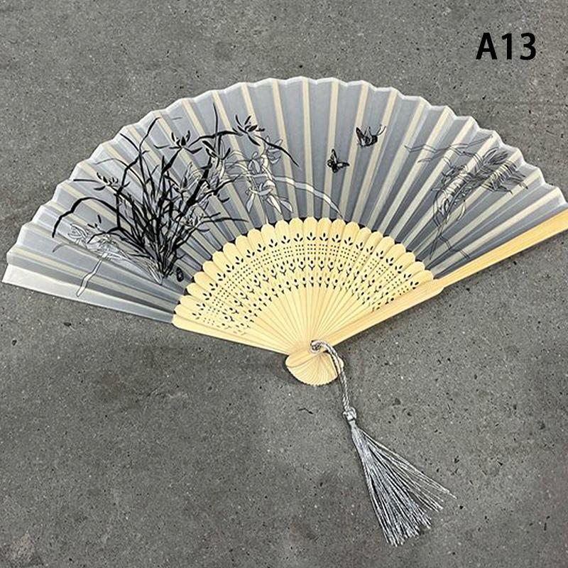 Винтажный стиль, шелковый складной веер, китайский японский узор, художественный ремесленный подарок, украшения для дома, танцевальный ручной веер