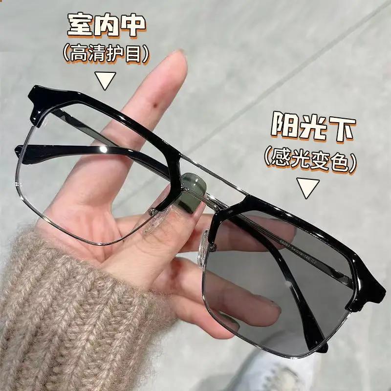 Outdoor Color Changing Photochromic Myopic Glasses Classic Minus Diopter Glasses for Men Women Square Short Sighted Eyewear