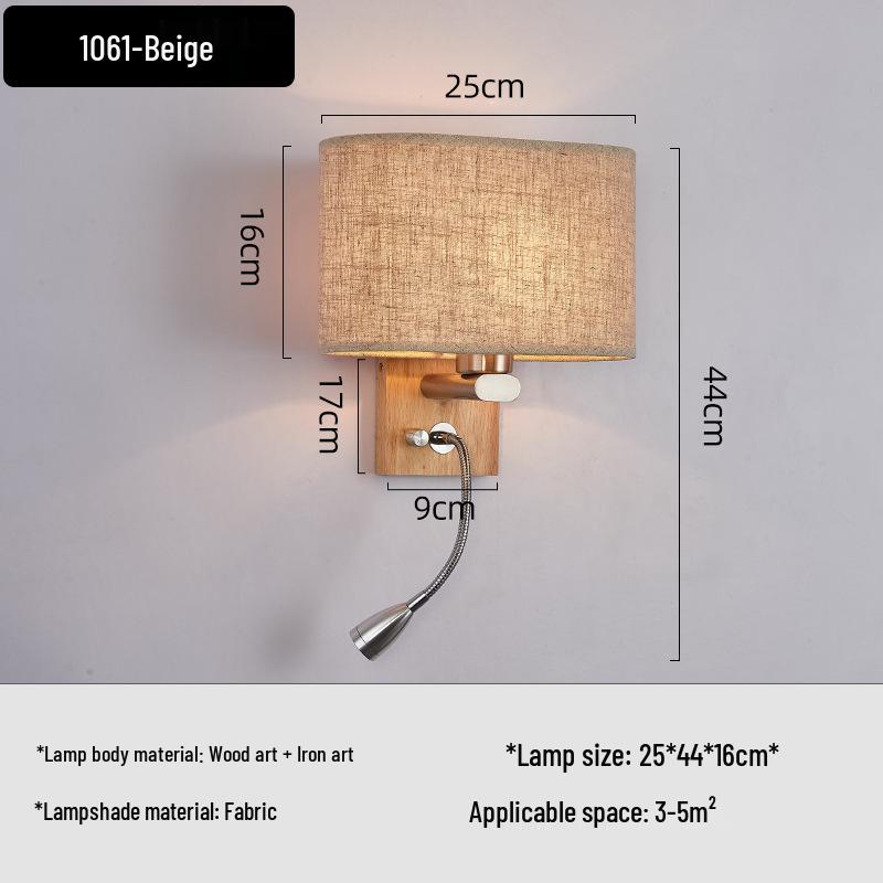 Европейский светодиодный настенный светильник: Деревянная декоративная прикроватная лампа для отеля или спальни