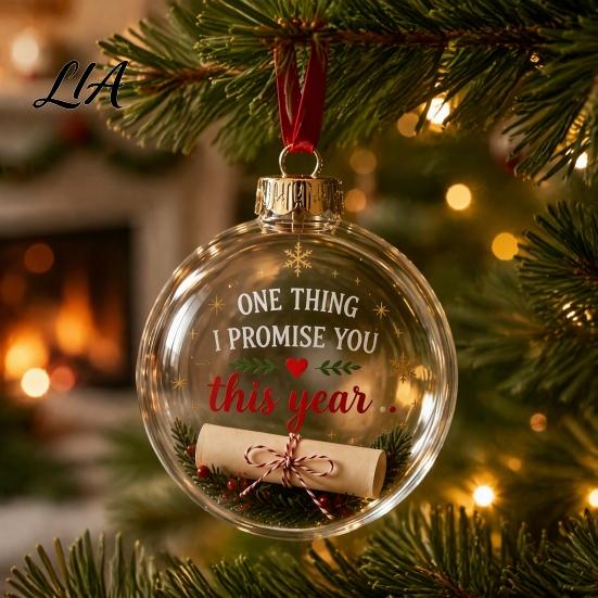 Indoor Outdoor Xmas Hanging Ornaments 3D Clear Ball Christmas Ornament, Holiday Message Keepsake, Acrylic Decorations for Bedroom Windows Tree