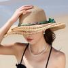 Гавайская соломенная шляпа, женская летняя пляжная шляпа с большими полями и бахромой, пляжная шляпа с большими полями для отдыха на море, солнцезащитная шляпа с козырьком от солнца